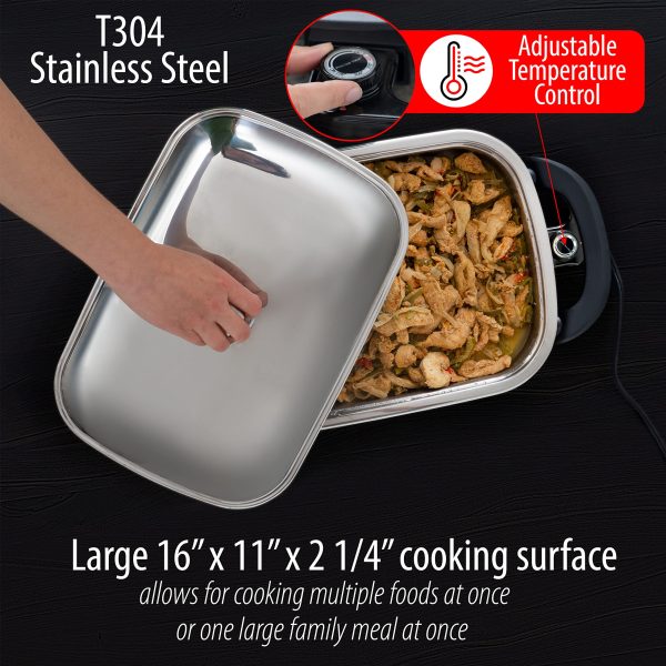 Maxam 16 Inch Electric Skillet Rectangular - Image 6