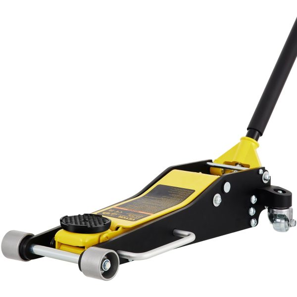 BENTISM Low Profile Floor Jack 2.5 Ton (5500 lbs), Aluminum and Steel Hydraulic Racing Floor Jack, Dual Piston Quick Lift Pump, 3-3/4"-18-7/10" Height Lifting Range, Yellow+Black - Image 9