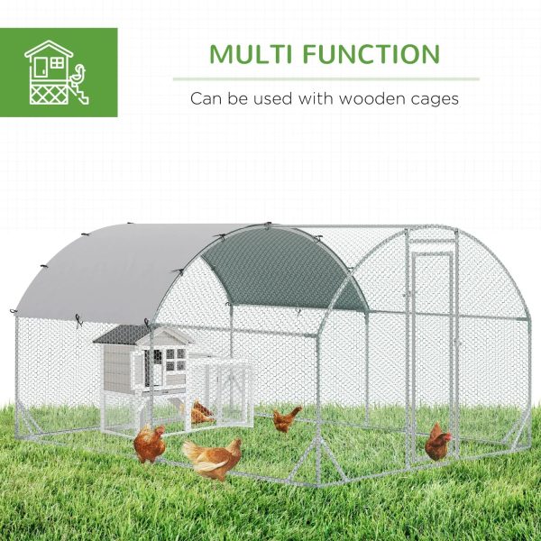 GFVCNIO PawHut Large Coop Metal Run with Waterproof and Anti-UV Cover Dome Shaped Walk-in Fence Cage Hen House for Outdoor and Yard Farm Use 1” Tube Diameter 9.2‘ x 12.5‘ x 6.5‘ - Image 5