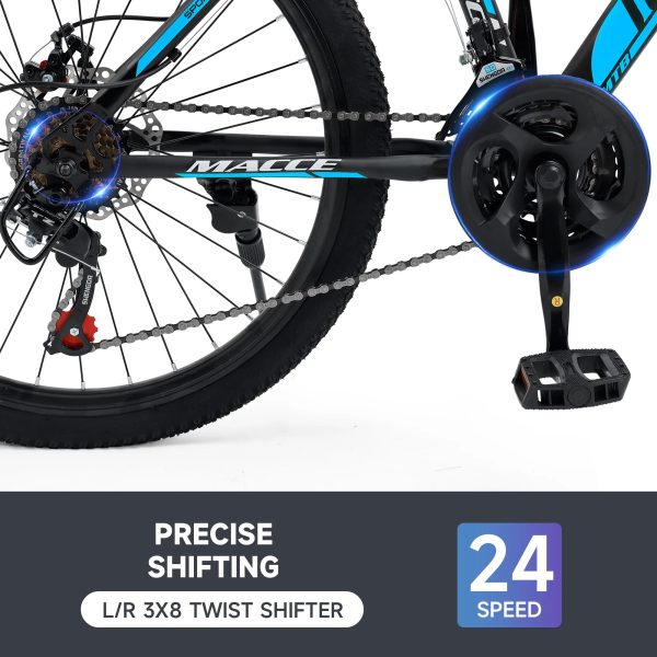 ARTUDATECH 24 26 27.5 Inch Mountain Bike, 24 Speeds with V/Disc Brakes High-Carbon Steel Frame Mens Womens Mountain Bike, Front Suspension MTB Bicycle for Adult & Teenagers - Image 6