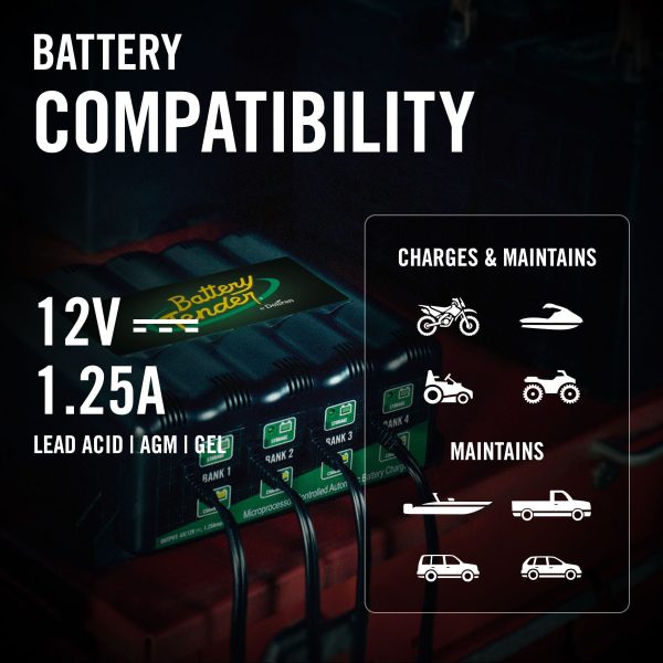 Battery Tender 4 Bank Multibank Charger - 5 AMP (1.25 AMPs Per Bank) - Smart 12V Multi Battery Charger and Maintainer - 021-0148-DL-WH - Image 3