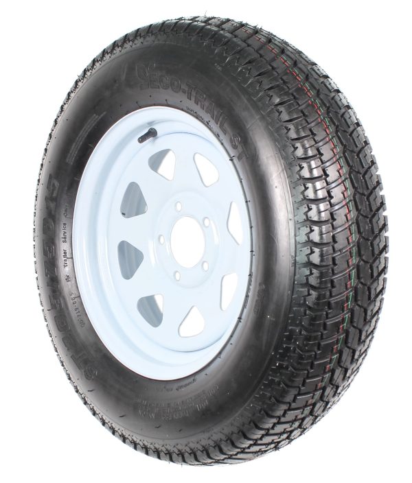 2-Pk Trailer Tire Rim ST205/75D15 15 in. Load C 5 Lug White Spoke Wheel - Image 4
