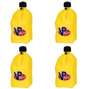 VP Racing Fuels Motorsport 5.5 Gallon Square Utility Jugs, Yellow (4 Pack)