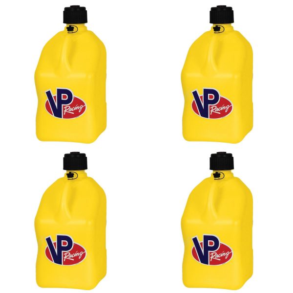 VP Racing Fuels Motorsport 5.5 Gallon Square Utility Jugs, Yellow (4 Pack)