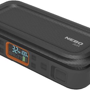 NEBO 4-in-1 Assist Air Jump Starter, Portable Car Battery Charger, Emergency USB Power Bank with Tire Pump, Interchangeable Air Nozzles, 310 Lumen Floodlight