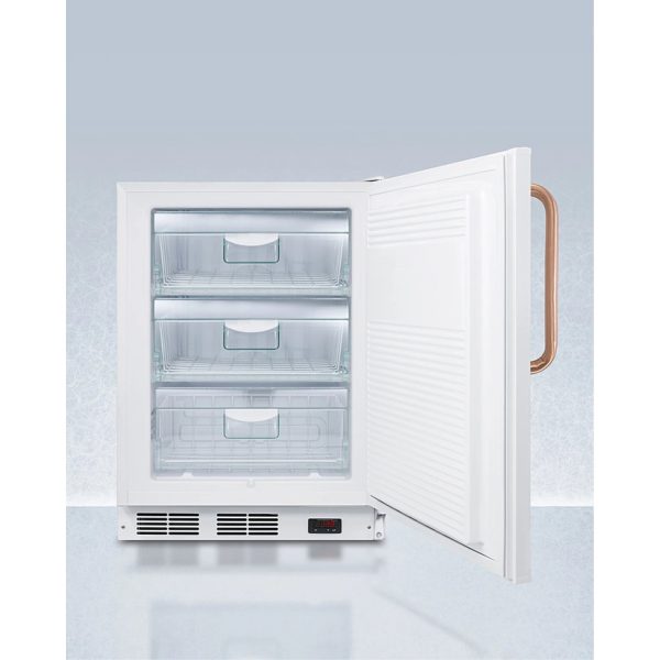ADA compliant 24" wide all-freezer for built-in use, manual defrost with a copper handle - Image 3