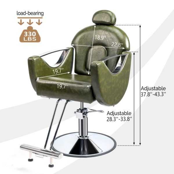 OmySalon Hair Salon Chair Barber Chair Heavy Duty, Footrest with Extra Supports, Salon Chair for Hair Stylist, Reclining Hair Chair for Braiding Shampoo Facial Waxing Esthetics Beauty Spa - Image 7