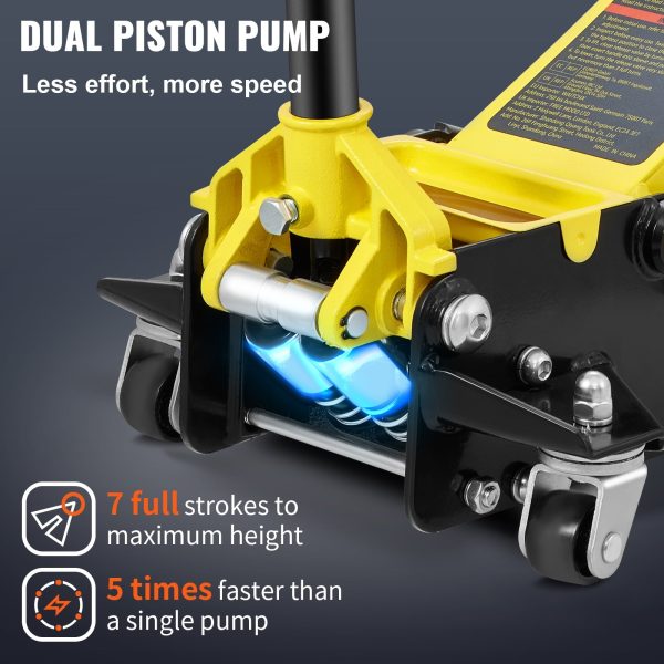 BENTISM Low Profile Floor Jack 3 ton Heavy Duty Steel Dual Piston Rapid Pump - Image 5