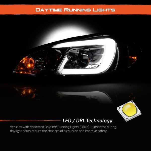 AKKON - Fits 06-13 Chevy Impala 14-16 Impala Limited 06-07 Monte Carlo LED [C-Tube] Projector Chrome Headlights Pair Left+Right - Image 4