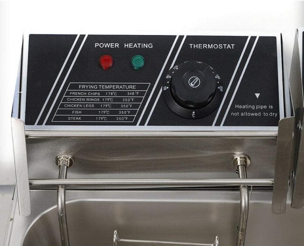 Miumaeov Stainless Steel Deep Fryer with Frying Baskets and Lid, 12.7QT/12L Capacity Countertop Deep Fryer, Frying Machine - Image 6