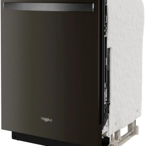 Whirlpool - 24" Top Control Built-In Dishwasher with Stainless Steel Tub, Large Capacity, 3rd Rack, 47 dBA - Black stainless steel
