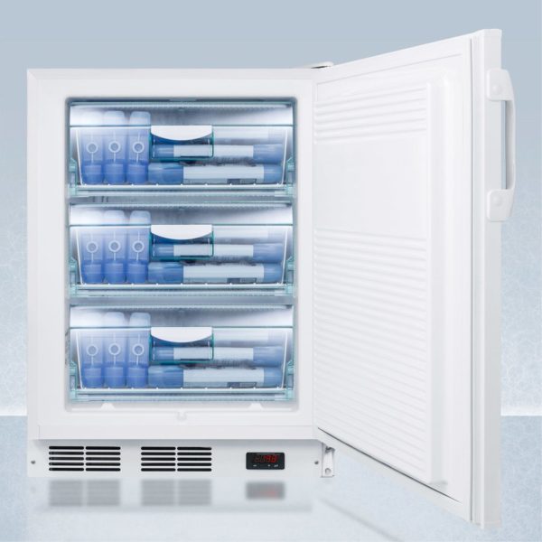 ADA compliant 24" wide all-freezer for built-in commercial use, manual defrost with a traceable thermometer, lock, and -25C capability - Image 4