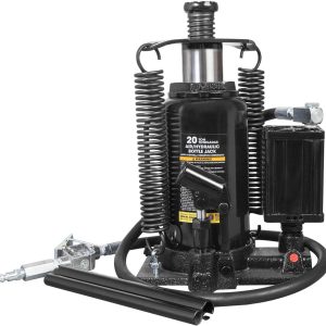 Torin DTA92006B Pneumatic Air Hydraulic Bottle Jack with Manual Hand Pump, 20 Ton (40,000 lb) Capacity, Black