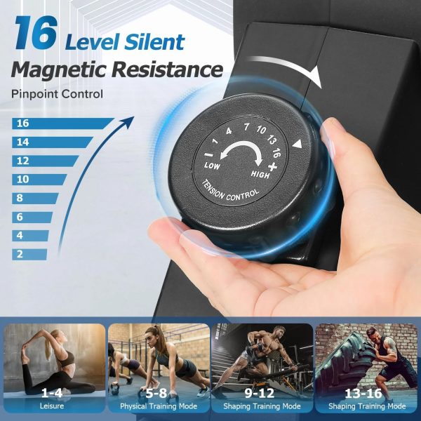 Rowing Machine, Magnetic Rowing Machine 16 Resistance Levels Quiet Machine Max 350lb Weight Capacity with, Neche Folding Magnetic Rowing, for Home Workout Black - Image 2