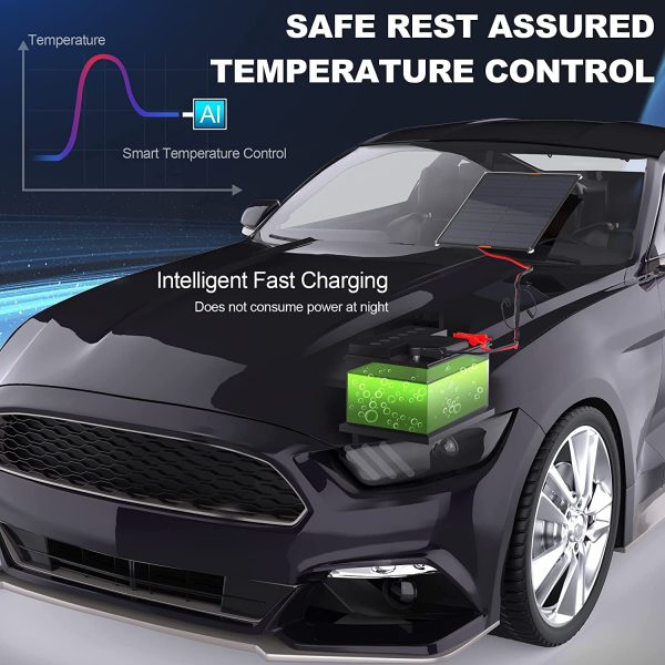 OYMSAE 20W 12V Solar Panel Car Battery Charger Portable Waterproof Power Trickle Battery Charger & Maintainer for Car Boat Automotive RV with Cigarette Lighter Plug & Alligator Clip - Image 4