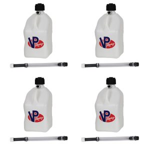 VP Racing Fuels Motorsport 5.5 Gal Utility Jug w/ 14" Hose, White (4 Pack)