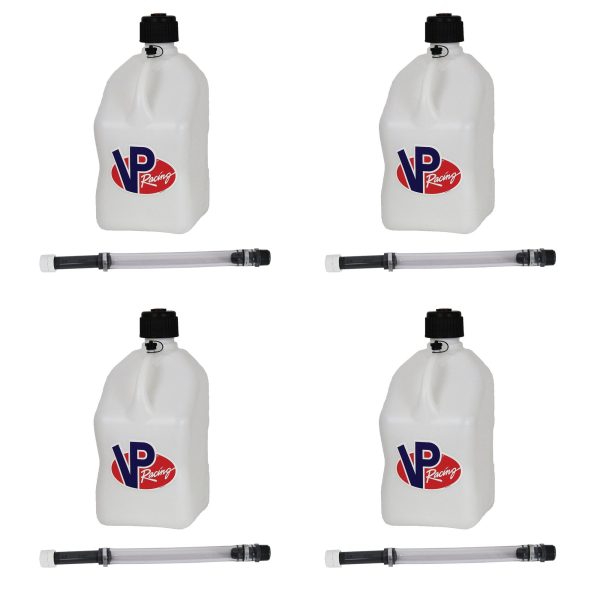 VP Racing Fuels Motorsport 5.5 Gal Utility Jug w/ 14" Hose, White (4 Pack)