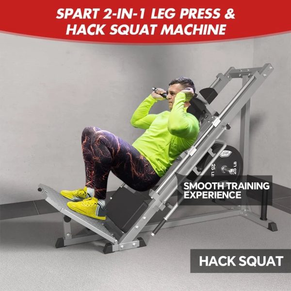 Leg Press Hack Squat Machine, Professional Adjustable Leg Exercise Machine with Linear Bearing, Lower Body Strength Training with Weight Storages for Quads, Hamstring, Glutes, Calves, Home Gym - Image 7