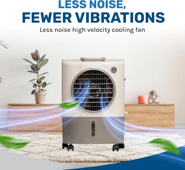Portable Swamp Coolers - 1300 CFM MC18M Evaporative Air Cooler with 2-Speed Fan, 53.4 dB - 500 sq. ft. Coverage Evaporative Air Cooler Portable High Velocity Outdoor Cooling Fan by Hessaire - White - Image 5