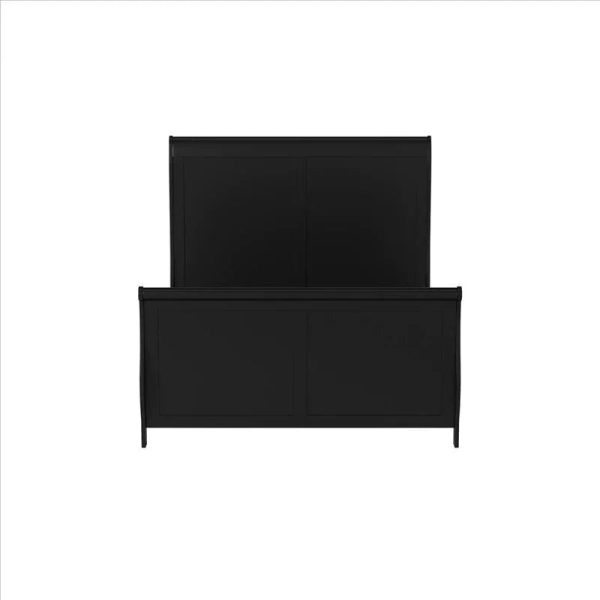 Gorgeous Black 3pc Beautiful Louis Philippe Style California King Size Sleigh Bed 2x Nightstand Set Wooden Bedroom Furniture - Image 9