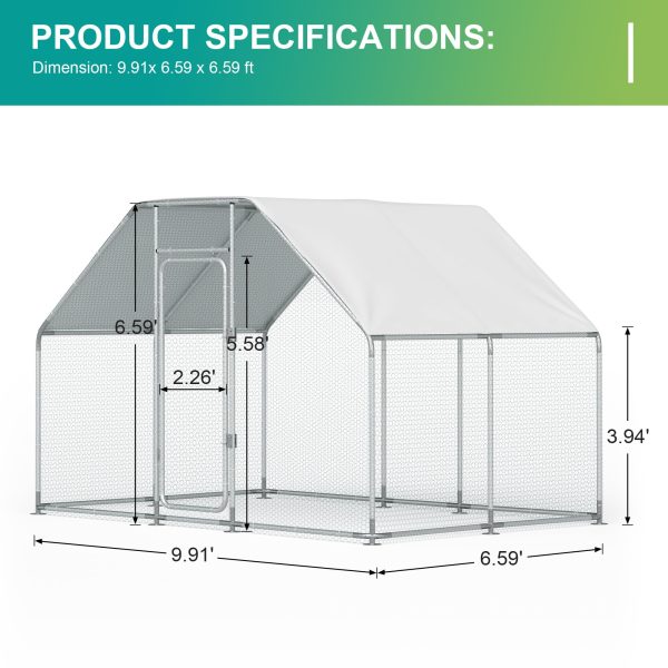 Large Metal Chicken Coop for 16 Chickens Walk-in Poultry Cage Hen Run House Rabbits Habitat Cage Spire Shaped Coop with Anti-Ultraviolet and Waterproof Cover for Outdoor Backyard Farm Use - Image 6