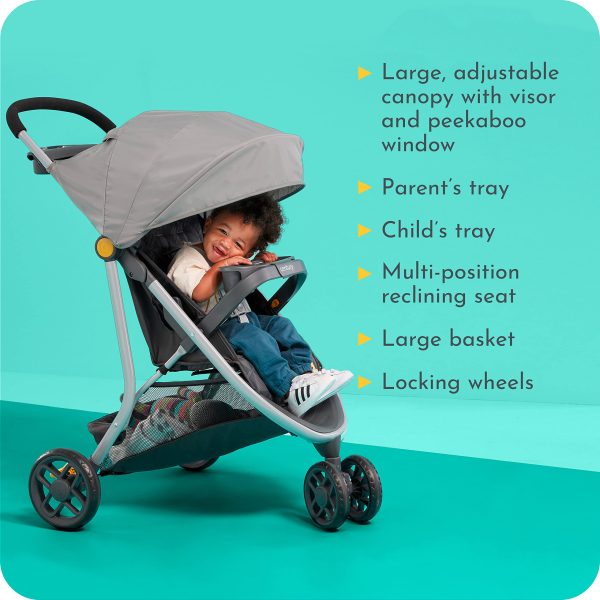 Century Stroll On 3-Wheel 2-in-1 Lightweight Travel System u2013 Infant Car Seat and Stroller Combo, Metro - Image 6