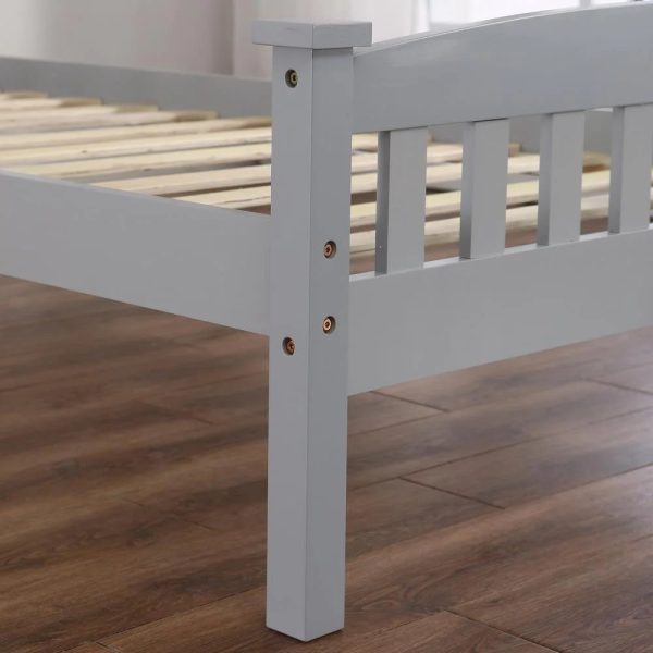Ktaxon Vertical Wood Bed Frame for Bedroom with Headboard and Footboard Gray Twin Size - Image 7