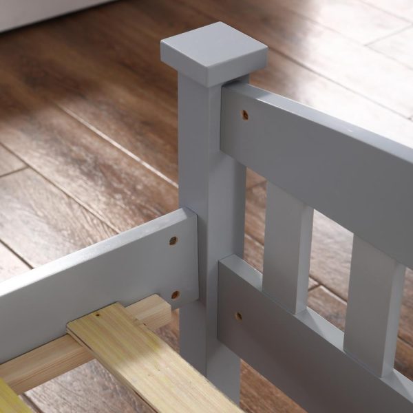 Ktaxon Vertical Wood Bed Frame for Bedroom with Headboard and Footboard Gray Twin Size - Image 6