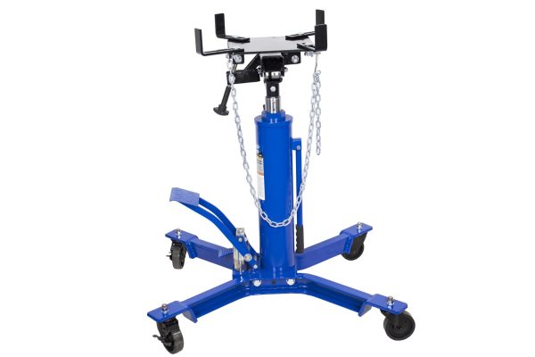 K Tool International XD63505 1,000 lbs. Two Stage Under Hoist Transmission Jack for Garages, Repair Shops and DIY, Height 37" to 76.4", Overload Valve, 2 Angle Adjustments, 4" Swivel Casters, Blue - Image 3