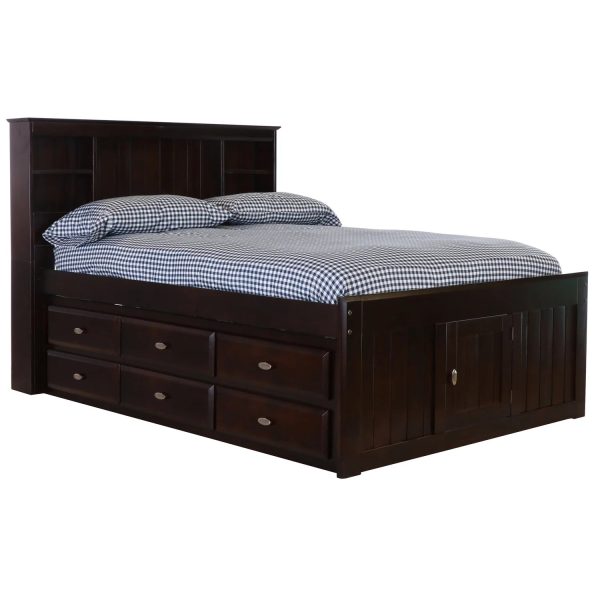 American Furniture Classics OS Home and Office Furniture Model 82921K12-22 Full Size Bookcase Bed with Twelve Drawers in Espresso - Image 6