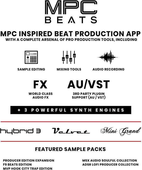 AKAI Professional MPK Mini White MK3 and M-Audio HDH40-25-Key USB MIDI Keyboard Controller with Beat Pads, Studio Headphones and Software Suite - Image 5