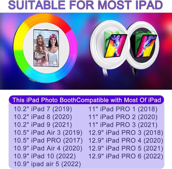 Portable iPad Photo Booth,Selfie photobooth Machine and Sharing Station for 10.2" 10.9" 11" 12.9" iPad,LCD Screen,RGB Ring Light,Remote Control, Adjustable Stan with Flight Case for Parties,Exhibition - Image 6
