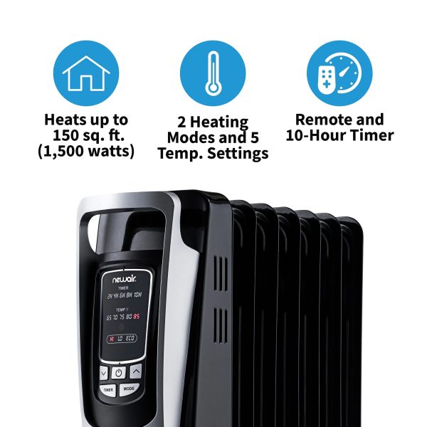Newair Electric Oil-Filled Freestanding Space Heater, Indoor Personal Heater, 162 sq. ft. of Space - Image 2