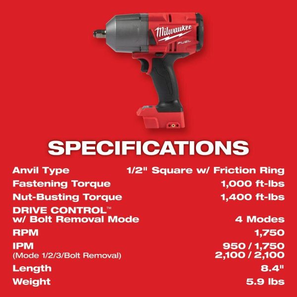 Milwaukee M18 FUEL High Torque 1/2 Impact Wrench with Friction Ring Kit 2767-22R from Milwaukee - Image 8