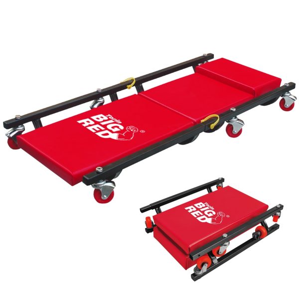 BIG RED 2 Ton Hydraulic Floor Jack with 2 Jack Stands and Rolling Garage Creeper Combo,Red, W8200 - Image 2