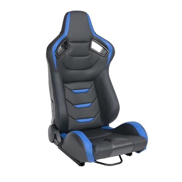 Racing Seats, 1 Pair Bucket Seats with Dual Lock Sliders for Front-Back Adjustment, PVC Leather Universal Racing Seats for Cars (Black with Blue) - Image 5