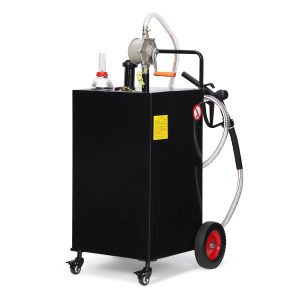 Fuel Caddy, 30 Gallon Portable Gas Storage Tank On 4 Wheels with Manual Transfer Pump, Gasoline Diesel Fuel Container with Manual Transfer Siphon Pump, for Cars, Lawn Mowers, ATVs, Boats