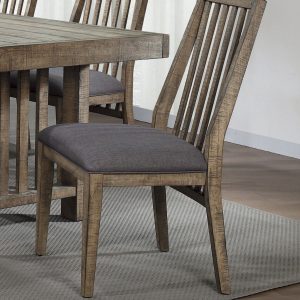 Rustic Design Wooden Side Chairs 2pc Set Padded Seat Natural Weathering Look Home Furniture