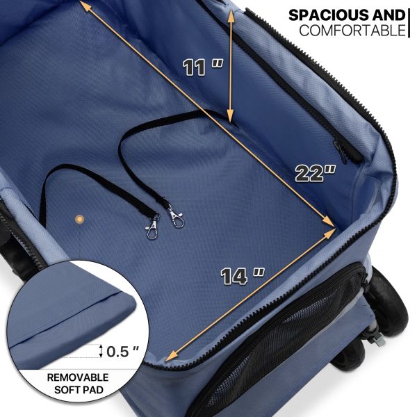 MoNiBloom 4 Wheel Foldable Dog Pet Stroller with Cup Holder, Navy Blue - Image 9