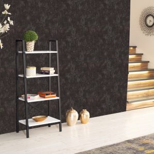 GeeHome Leon 5 Tier Modern Ladder Bookshelf Organizers, Metal Frame Bookshelf for Small Spaces in Your Living Rooms, Office Furniture Bookcase, White