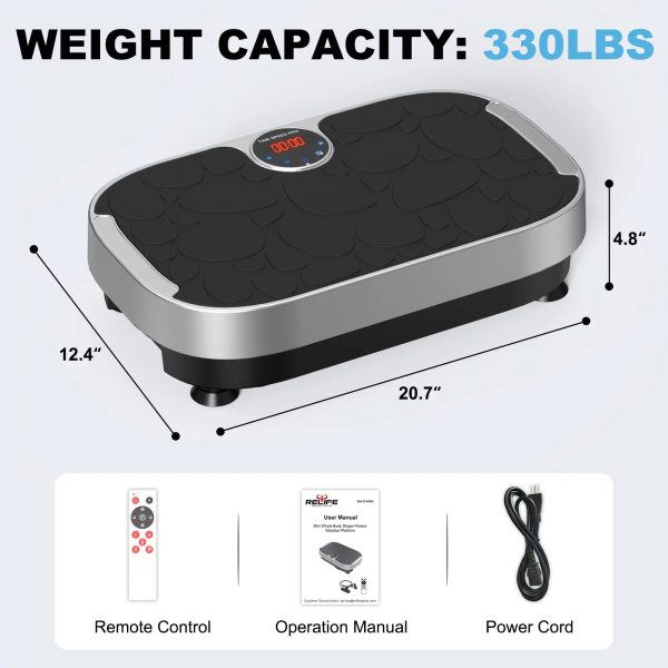 Vibration Plate Power Vibrate Fitness Platform Exercise Machine for Lymphatic Drainage Weight Loss Fat Burner with Loop Bands Remote Control RELIFE REBUILD YOUR LIFE - Image 4