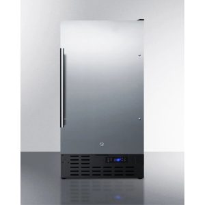 ADA compliant 18" wide frost-free freezer built-in or freestanding use, with stainless steel exterior, lock, and digital thermostat