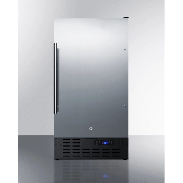 ADA compliant 18" wide frost-free freezer built-in or freestanding use, with stainless steel exterior, lock, and digital thermostat