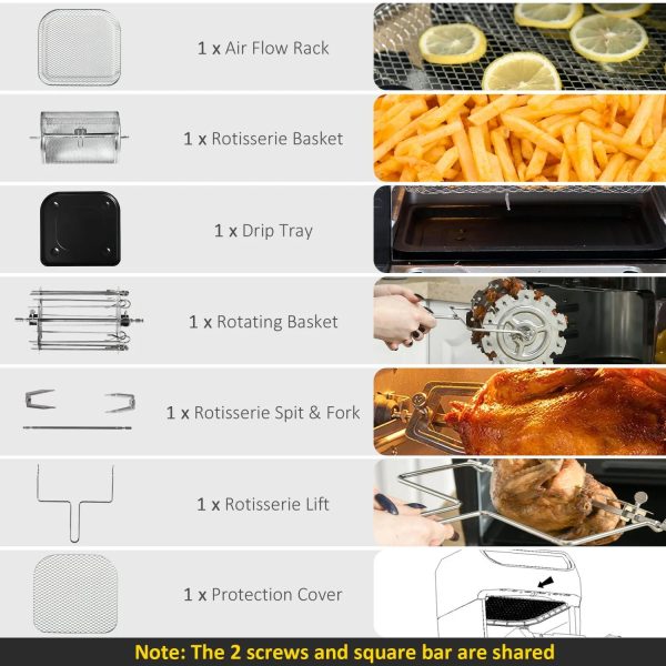 GVJMTKP 12 QT Air Fry Oven 8 In 1 Countertop Oven Combo with Air Fry Roast Broil Bake and Dehydrate 1700W with Accessories and LED Display Black - Image 8