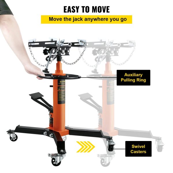 BENTISM Transmission Jack 1100 lbs 2-Stage Hydraulic High Lift Vertical Telescopic,Orange - Image 5