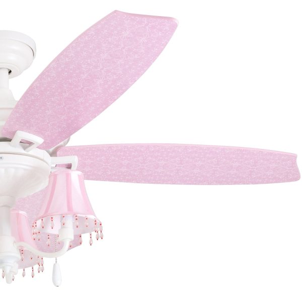 Prominence Home Elsa, 48 Inch Princess Style Indoor LED Ceiling Fan with Light, Pull Chain, Three Mounting Options, 5 Dual Finish Blades, Reversible Motor 50623-01 (White/ Pink) - Image 7