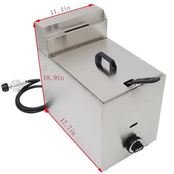 INTSUPERMAI Commercial 6L Single Tank Gas Deep Fryer Stainless Steel - Image 4