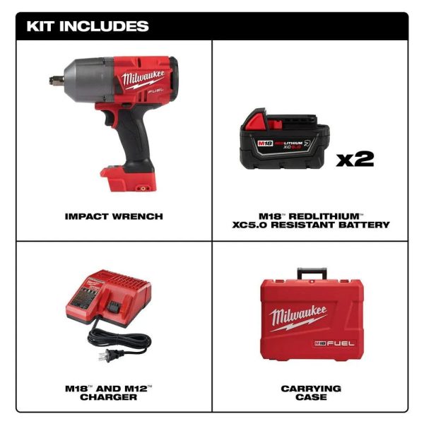 Milwaukee M18 FUEL High Torque 1/2 Impact Wrench with Friction Ring Kit 2767-22R from Milwaukee - Image 2