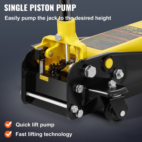 VEVOR Low Profile Floor Jack 3 ton Heavy Steel Single Piston Hydraulic Pump - Image 5