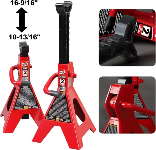 BIG RED 2 Ton Hydraulic Floor Jack with 2 Jack Stands and Rolling Garage Creeper Combo,Red, W8200 - Image 6